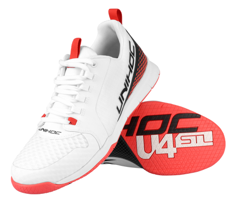 Unihoc U4 Plus low cut pour hommes (rouge et blanc)